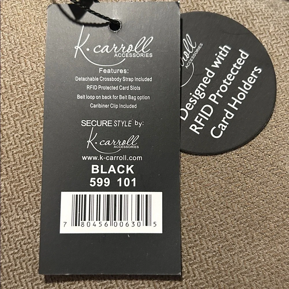 K.Carroll Black Leather Crossbody Bag with Tassel belt loop & adj strap. NWT.  T - Picture 13 of 13